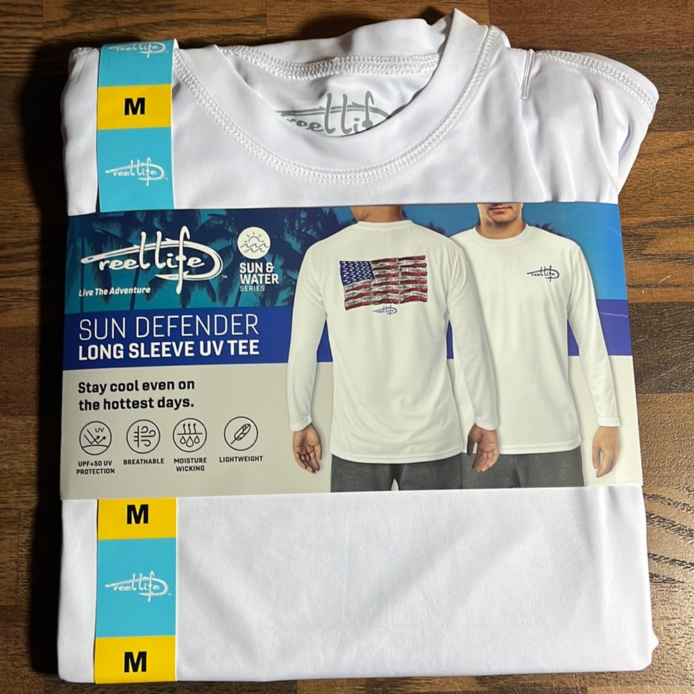 Mens reel life long sleeve UV tee sz M NWT